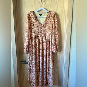 Pink & Gold Floral V-Neck Maxi Maternity Shoot Dress NWOT